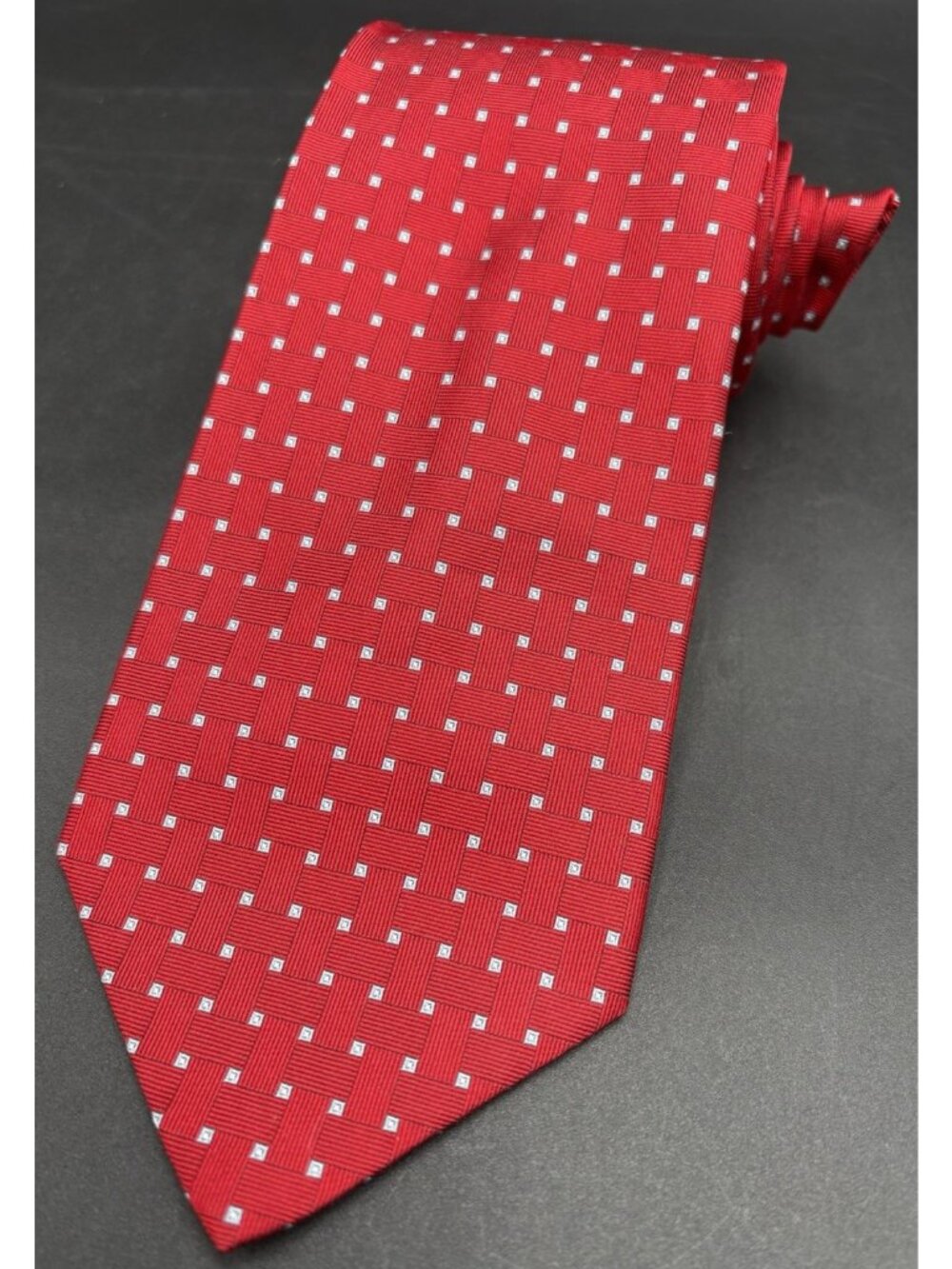 Brooks Brothers Men's Tie 100% Silk 346 Designer Red Blue Square's Geometric NWT